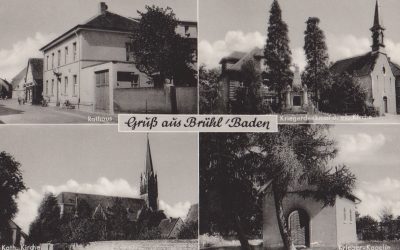 Gruß aus Brühl Baden Kirchen und Rathaus