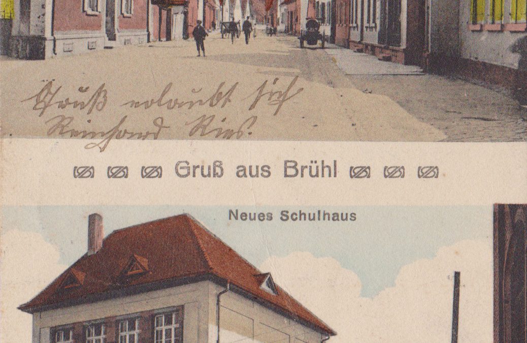 Gruß aus Brühl Hauptstraße Neues Schulhaus