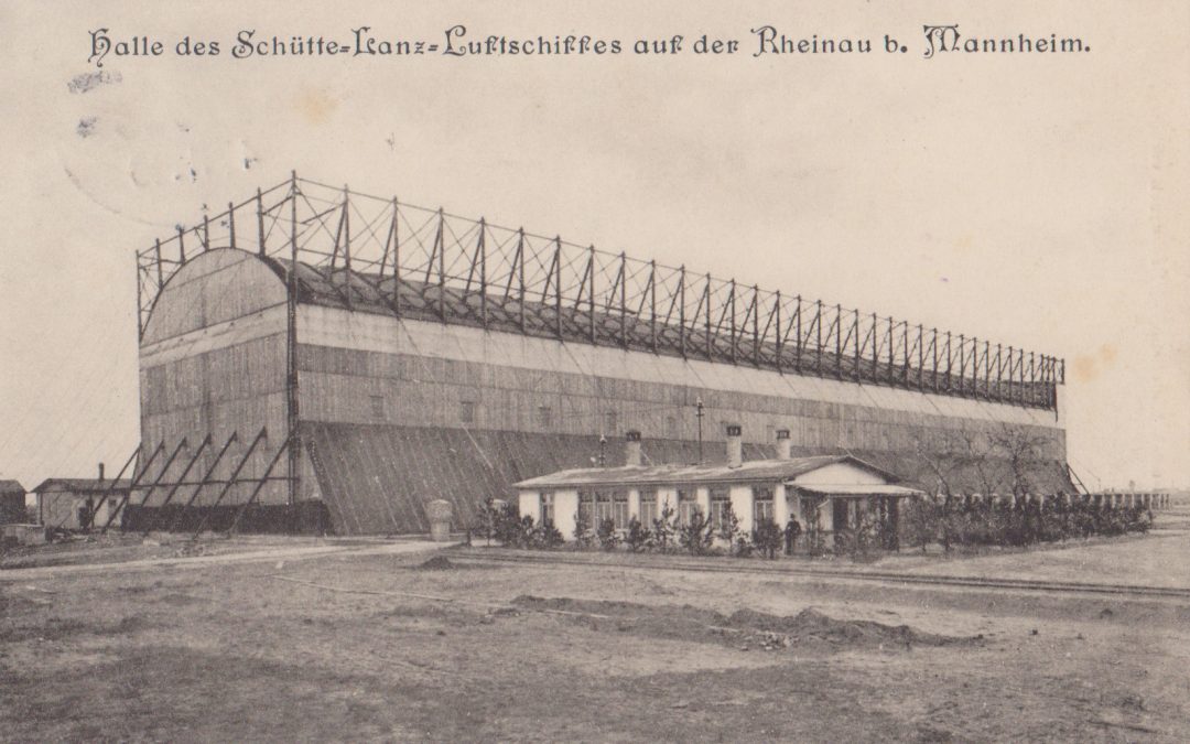 Halle des Schütte Lanz Luftschiffes auf der Rheinau bei Mannheim 1910