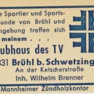Streichholzwerbung Clubhaus des TV Brühl Inh
